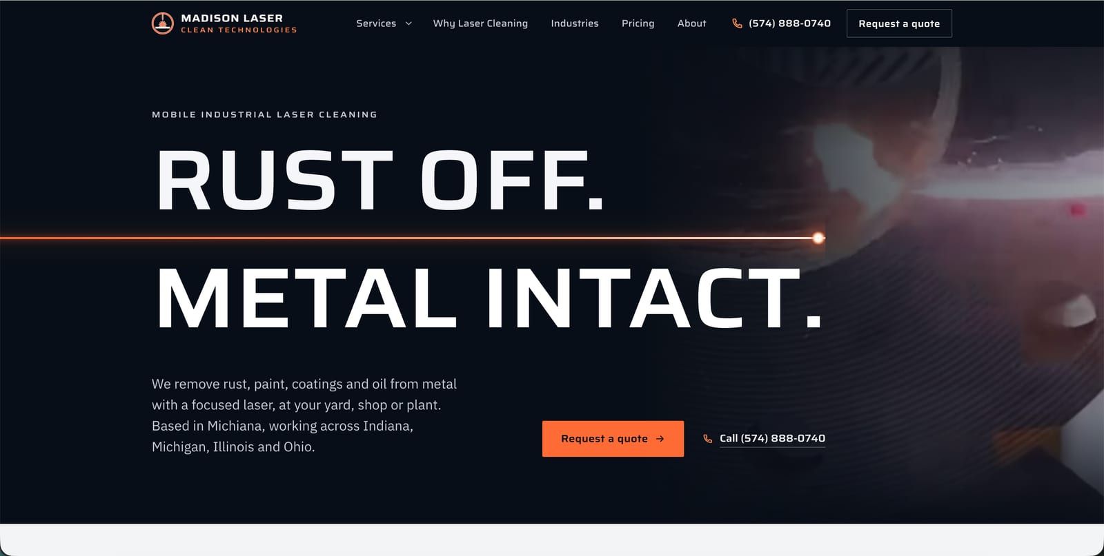 Madison Laser Clean Technologies website built by Dudeck Digital